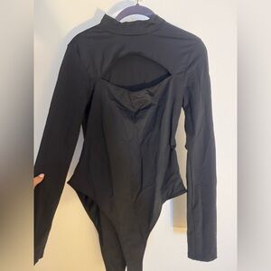 Black Long Sleeve Cutout Bodysuit